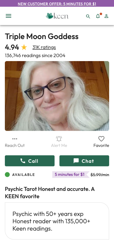 Krok 8: Profil vypadá stejně jako před registrací,Call a Chat buttons aktivní,Uživatel je přihlášen (jiné menu nahoře)