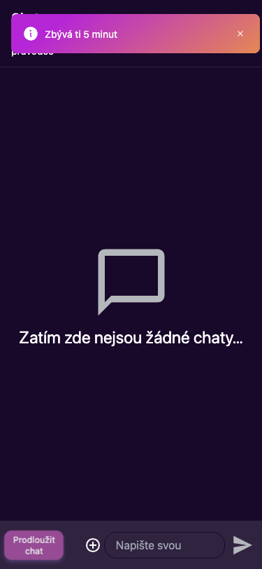 Krok 11: Chat — Napiš zde (po ověření emailu)